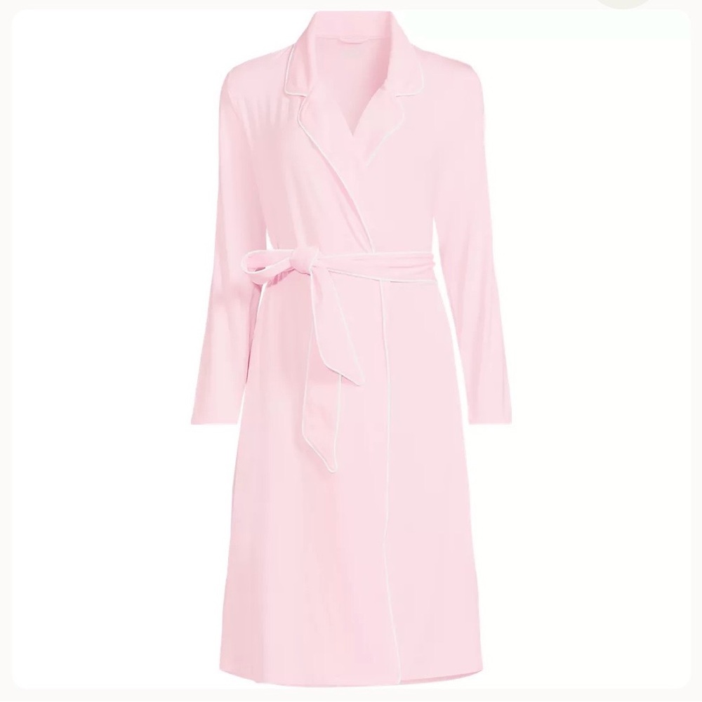 Lands’ End Women's Cooling Robe with Piping - Pink - Medium